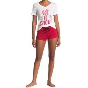 NWT Cozy Rozy White Let It Snow Pajama Top T-Shirt Size Large